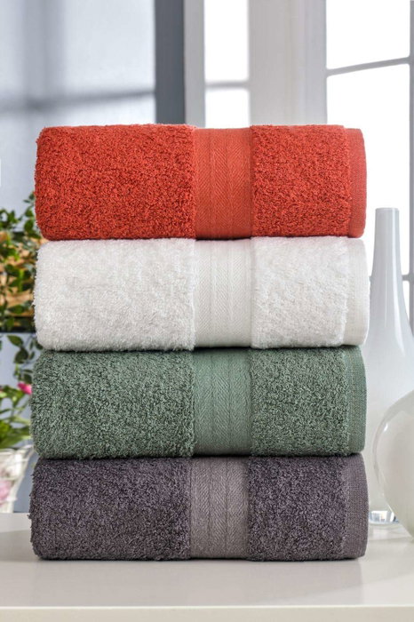 Aucune Juego de 4 toallas de mano - 50 x 85 cm - Blanco, Verde, Antracita, Naranja Aucune Juego de 4 toallas de mano - 50 x 85 cm - Blanco, Verde, Antracita, Naranja
